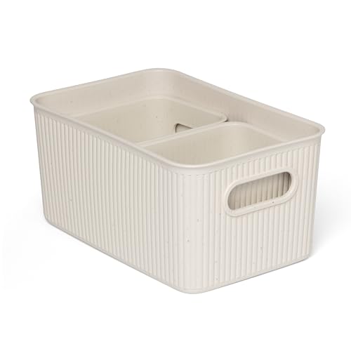 Tatay Cestas Almacenaje Plastico Baobab | Set de 3 Cajas Organizadoras | Asas Integradas | Diseño Compacto y Versátil | Plástico Reciclado Libre de BPA | 18,7x27,8x13,3 cm, Ecohome