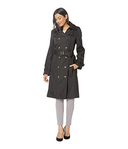 Calvin Klein Womens Double Breasted rain Coat, Black, M