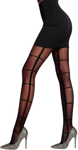 Image of ToBeInStyle Women's Argyle Checkered Diamond Rhombus Net Opaque Sheer Tights Pantyhose