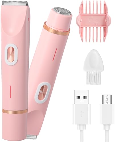 ECHOBUY Rasoio Elettrico Donna 2 in 1 Rasoio Intimo Donna e Trimmer Bikini USB-C Ricaricabile Impermeabile IPX7 per Corpo Viso Ascelle e Zona Bikini