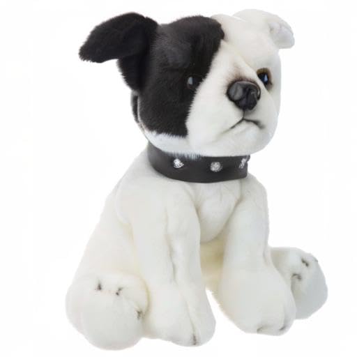 PMS VFM – Staffordshire Plüschtier Weißer Staffordshire Bull Terrier Hund 30 cm weiches Spielzeug – super Flauschige, luxuriöse lebensechte Stofftier-Teddy – Natural World Collection
