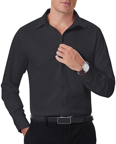 Stain Shield Dress Shirts for Men Long Sleeve Mens Dress Shirts Slim Fit Casual Button Down Shirts Big Shirts