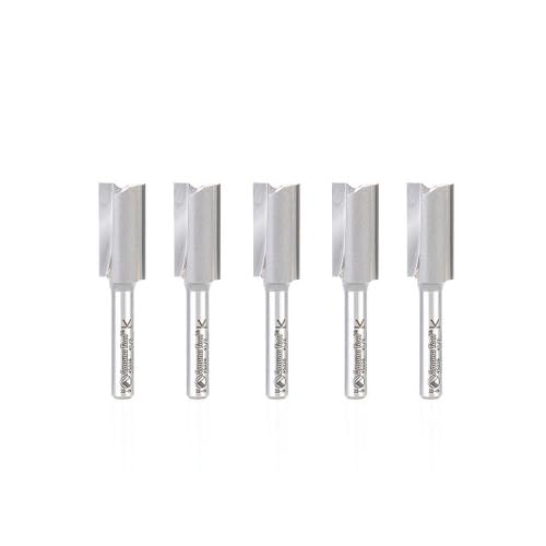 Amana Tool 45226-5 5-Pack Carbide Tipped Straight Plunge High Production 1/2 D x 1 CH x 1/4 SHK x 2-1/8 Inch Long Router Bits