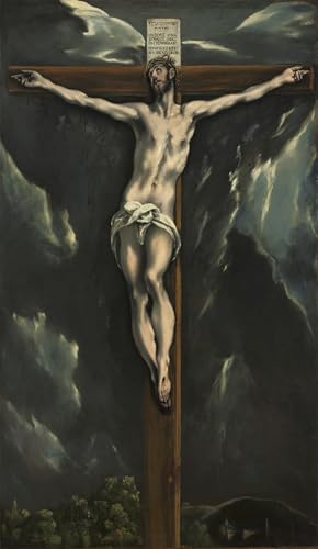 Cuadro mural de Cristo en Cruz por El Greco, lienzo decorativo religioso de 60x90cm