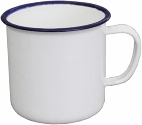 Mioaoa White Enamel Coffee Tea Mug Enamel Drinking Mugs Cups for Home/Office/Travel/Camping Resusable & Portable Camping Mugs Coffee Mug for Indoor Outdoor Activities