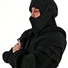 LIOEUE Knight Hoodie with Mask for Men | Solid Colour Sweatshirt with Elbow Patches | Adjustable Hood (black,L) #1