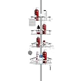 Shower Caddy, LI LIBZAKI Shower Corner Tension Pole Caddy, Rustproof 304 Stainless Steel Shower organizer, Bathtub Storage Organizer for Organizing Hand Soap, Body Wash, 3.7 to 9ft Height