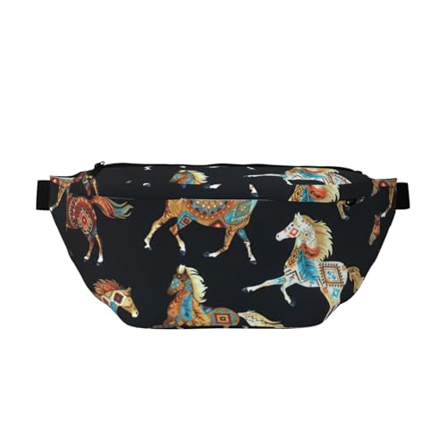 Sac banane de course à pied marron à motif cheval original avec sangle ajustable sportive