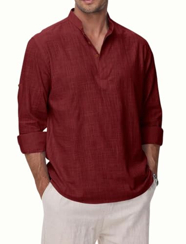 Image of Macsivo Men's Cotton Blend Solid Short Kurta with Regular Lenth Mandarin Collar Short Button Placket Rolled up and Full Sleeves Kurta for Men