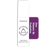 FreshCult Probiotic Deodorant Sensitive Skin - 100% Invisible No Stains - Quick Dry - Brightens Underarms - Stress Odor Protection - Harvard PhD Microbiologist - Made in Korea - Dark Cherry 2.5oz