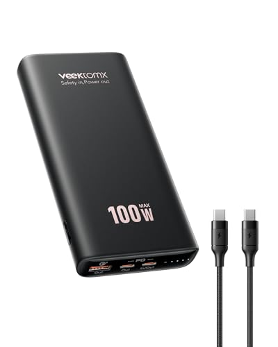 VEEKTOMX 100W Laptop Power Bank 20000mAh Fast Charging Portable Laptop Charger USB C PD 3.0 Battery Pack Compatible with iPhone16/15/14/13/12/11 Pro MacBook iPad Samsung Steam Deck Camera etc