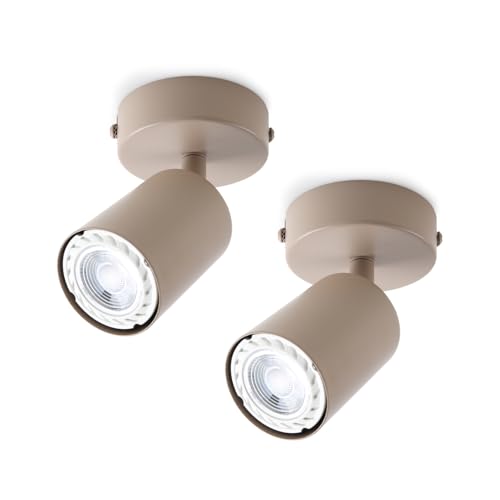 da LIGHT Lot de 2 plafonniers et spots muraux rétro GU10 - 1 ampoule - Pivotant et orientable - Sans ampoule - Cappuccino - Pour salon, chambre à coucher,...
