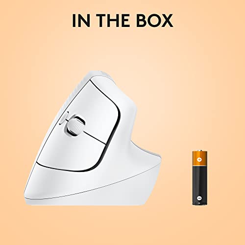 Logitech Lift for Mac Vertical Ergonomic Wireless Mouse - Off White | Bluetooth connectivity only, no USB receiver, quiet clicks, 4 customizable buttons, mac OS iPad OS compatible - image 7
