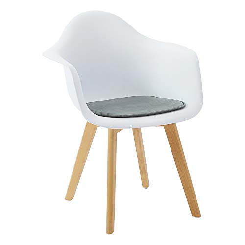 DORAFAIR 4er Set Stuhlkissen Leinen Eckig Sitzkissen Sitzauflage Gepolstert für Stühle in Haus und Garten, 39 x 38 x 1.7 cm, Grau - Image 5