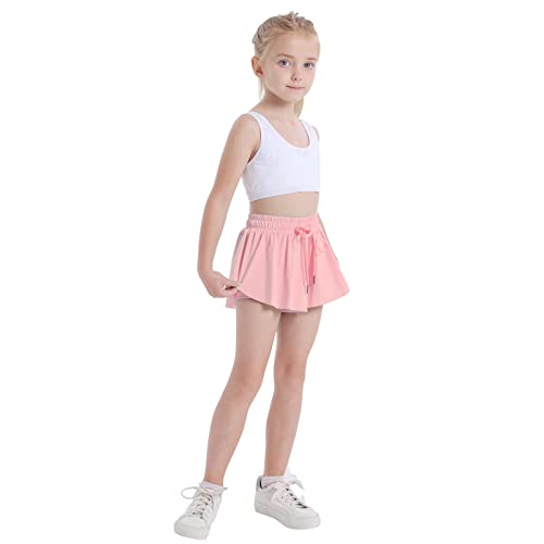 3 Pack Girls Flowy Shorts 2 in 1 Butterfly Skirt Shorts with Pockets for Dance School Wear Running Gym Fitness Sleep4
