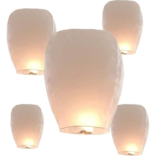 5 Pack Chinese Lanterns For Outside Eco Friendly Sky Lanterns And Paper Lanterns For Release In Memory Fire Resistant Floating Lanterns For Weddings Memorials Eid Parties And Outdoor Celebrations