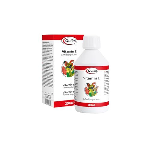 Quiko Vitamina E 200ml líquido - Vitamina Fertilizante para Aves de compañía, Palomas de Carreras y Pollos - Favorece la cría y promueve óptimo Resultados de cría