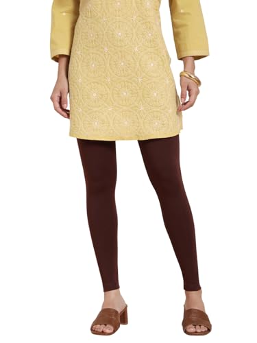 Image of TWIN BIRDS Super Stretchable Cotton Elasthane Fabric Ankle Length Leggings for Women