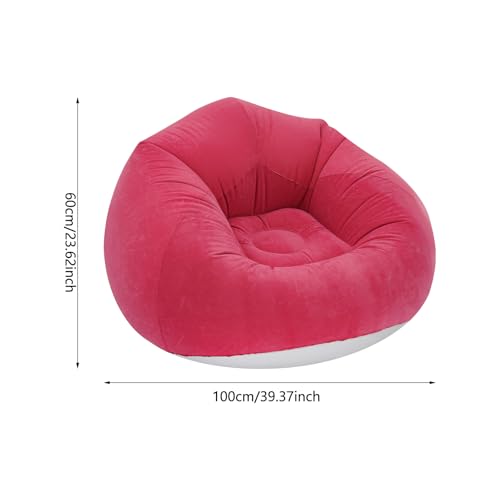 Image of 9 Pcs Inflatable Bean Bag Chairs for Adults with Foot Air Pump, Blow up Couch, Folding Portable Inflatable Couch Lazy Sofa for Outdoor Movie Night Camping (Red)