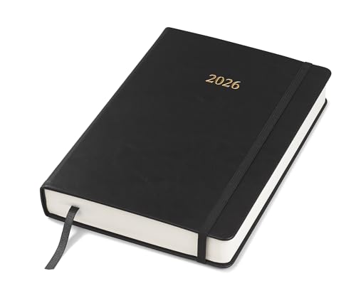 Wykeham's Executive 2026 Daily Journal Planner – US Public Holidays & Format – Customization Available (Black, 8.5'×5.5')