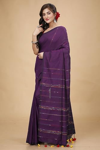 Image of Women's Traditional Bengal Handloom Soft Cotton Khesh Saree