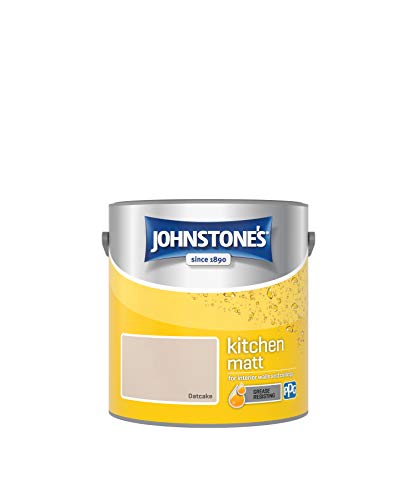 Johnstone's - Kitchen Paint - Oatcake - Matt Finish - Grease & Stain Resistant - Suitable for Kitchen Walls & Ceilings - Highly Durable - Low Odour - 12m2 Coverage per Litre - 2.5L