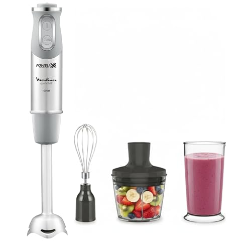 Moulinex QuickChef ,Batidora de Mano 1000 W, Regulador de 10 Velocidad Turbo, 3...