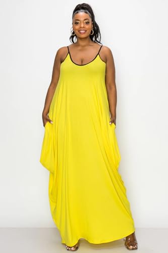 Image of BFFBABY Women's Casual Maxi Dress Sleeveless Tie Dye Spaghetti Strap Summer Plus Size Swing Sundress with Pockets