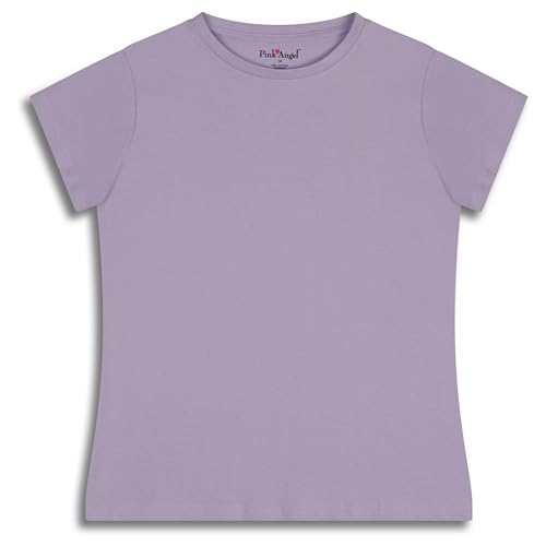 Image of Pink Angel Girls' 8-Pack Cotton T-Shirts - Crew Neck Short Sleeve Tees, Solid Color Multipack, Sizes 4-16