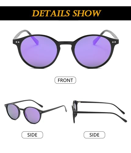 Image of EYLRIM Classic Polarized Round Sunglasses for Women Men Vintage Style Lightweight Circle Frame Sun Glasses