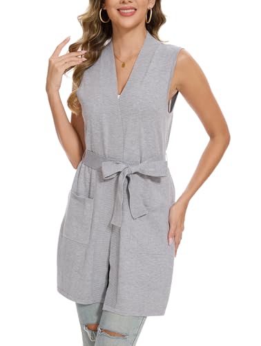 Image of Beautiful Nomad Sleeveless Cardigans for Women Long Sweater Vest