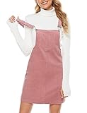 Yeokou Corduroy Overall Dress for Women Black Bib Pinafore Suspender Dress Skirt Jumpsuits(Pink-S)
