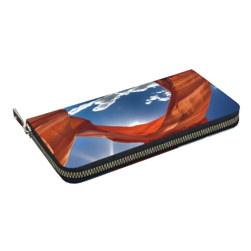 Arches National Park-standard print Leather Wallet for Women Men,Women's Leather Clutch Wallet with Zip,Large Capacity2