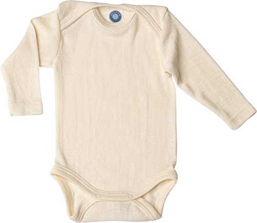 Cosilana Baby-Body langarm Gr. 62/68 Natur - Flauschige Baby-Kleidung aus kuschelweichem Wolle-Seide-Mix ideal für Sommer & Winter, GOTS-zertifiziert & 100% regional produziert