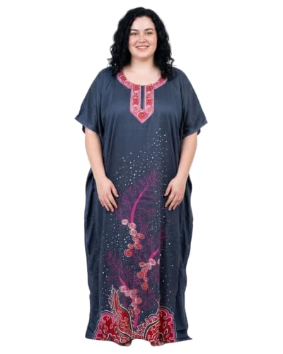 Image of Oussum Women Polyester Casual Long Plus Size Beach Caftan Cover Up Maxi Dress 1X-3X Summer Kaftan Dresses for Women