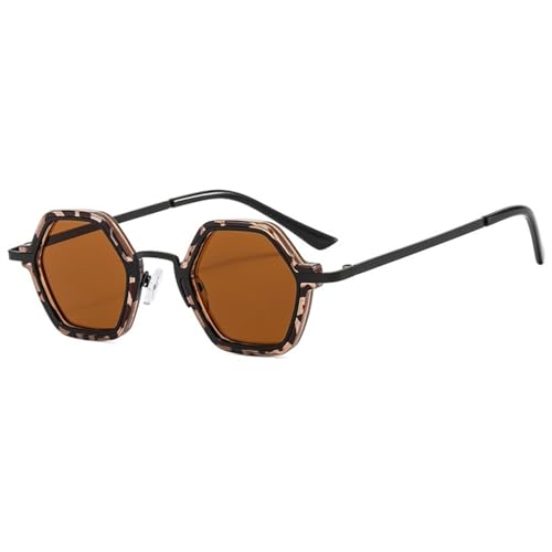 Lunettes de soleil rétro polygonales protégeant des UV avec verres hexagonaux punk
