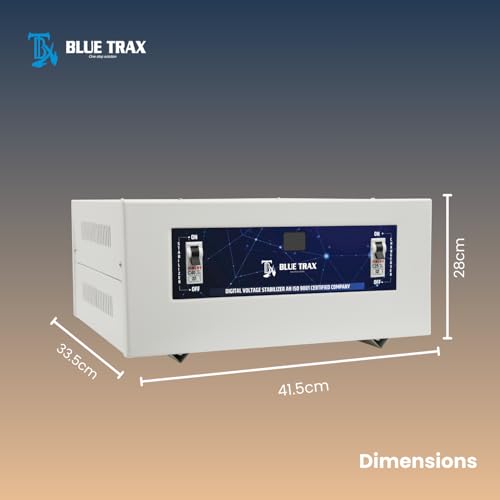 Image of BLUETRAX 3 KVA 2400W Voltage Stabilizer for Main Line | 90V-300V | Copper Table Top Automatic Digital Multipurpose | Heavy Duty | 10 Years Warranty