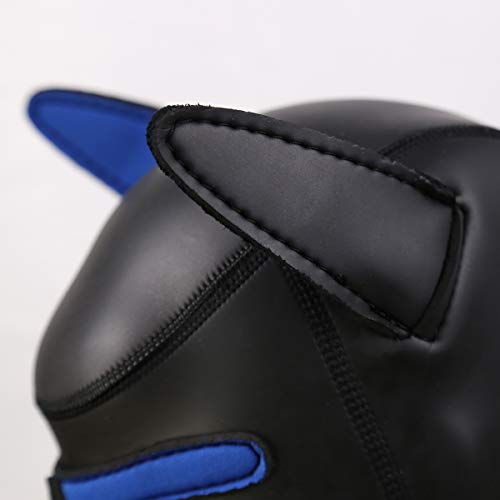 HOT TIME Neoprene Puppy Hood Custom Animal Head Mask Novelty Costume Dog Head Masks (Large, Blue)