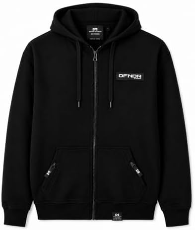 DFNDR Mens Armored Motorcycle Hoodie Full Zip Aramid Lined Protective Riding Sweatshirt