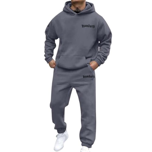 2025 Sudadera con Capucha Oversized para Hombre Ropa Deportiva Casual 2025 Invierno Hip Hop Streetwear Moda Top Sudadera Hombre Bolsillo en el Pecho, gris oscuro, L