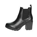 MARCO TOZZI Bottines Chelsea pour femme en cuir synthétique avec talon, Noir, 40 EU