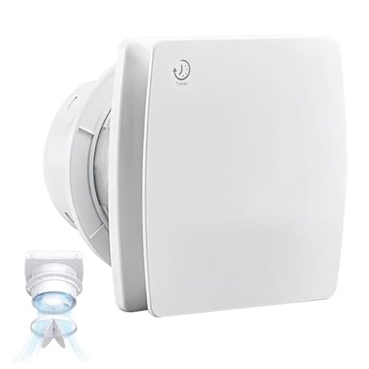 Badlüfter 100mm mit Nachlauf, ≤34db Leiser und Leistungsstarker Abluftventilator, 12W 2400U/min IPX4 Wandventilator mit Rückstauklappe, Einfach Installieren Fenster Decke Wand im Bad, WC, Küche