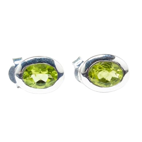 Boucles d'oreilles péridot naturel 12x9mm puces en argent 925