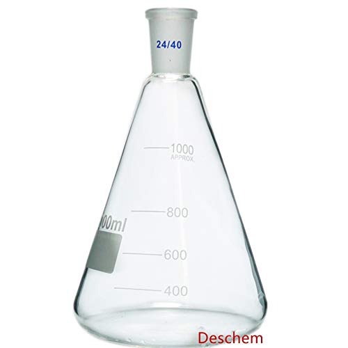 Deschem 1000ml,Glass Suction Filter Kit,350ml 24/40 Buchner Funnel & 1L Erlenmeyer Flask - Thumbnail 3