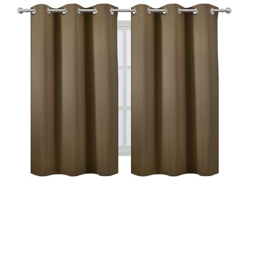 Image of LEMOMO Brown Blackout Curtains 42 x 54 Inch Length Set of 2 Panels Grommet Bedroom Curtains for Living Room
