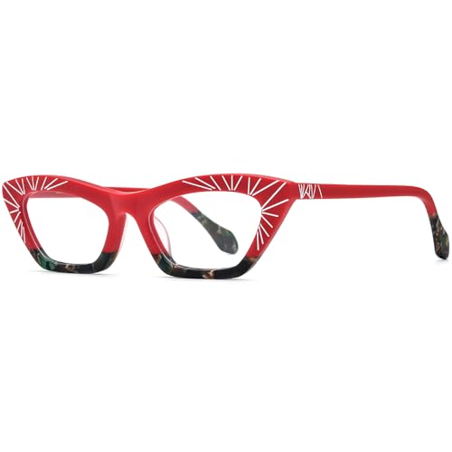 Image of HEPIDEM Multicolor Acetate Glasses Frame Women Cat Eye Eyeglasses Men Optical Spectacles 9291