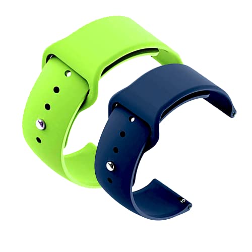 Image of YODI New Accessories Silicone 22MM Strap Belt Band for Smart Watch (Set of 2 Color) Combo Pack (Smart Watch NOT Included) (Parrot Green-Blue)