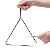 Steel Music Triangle Percussion Instrument with Striker – Durable Handheld Bell for Rhythm Practice, Band Performance, Orchestras, Music Therapy, and Stage Performance (8 inches)
