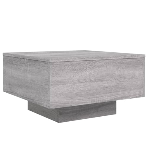 vidaXL Table Basse avec Lumières LED, Table d'Appoint, Bout de Canapé, Meuble de Salon Salle de Séjour, Moderne, Sonoma Gris Bois d'Ingénierie