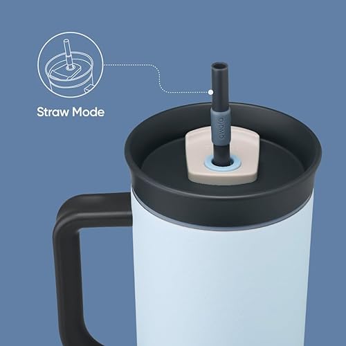 Image of Owala Stainless Steel Triple Layer Insulated Travel Tumbler with Spill Resistant Lid,Straw,and Carry Handle,BPA Free,40 oz,Blue (The Great Blue),(Pack of 6)